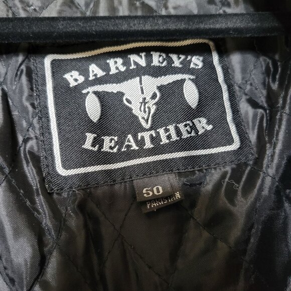 Vintage Barney’s Leather Men’s Black Moto Jacket Size 50 Biker Leather Grunge - Picture 12 of 16